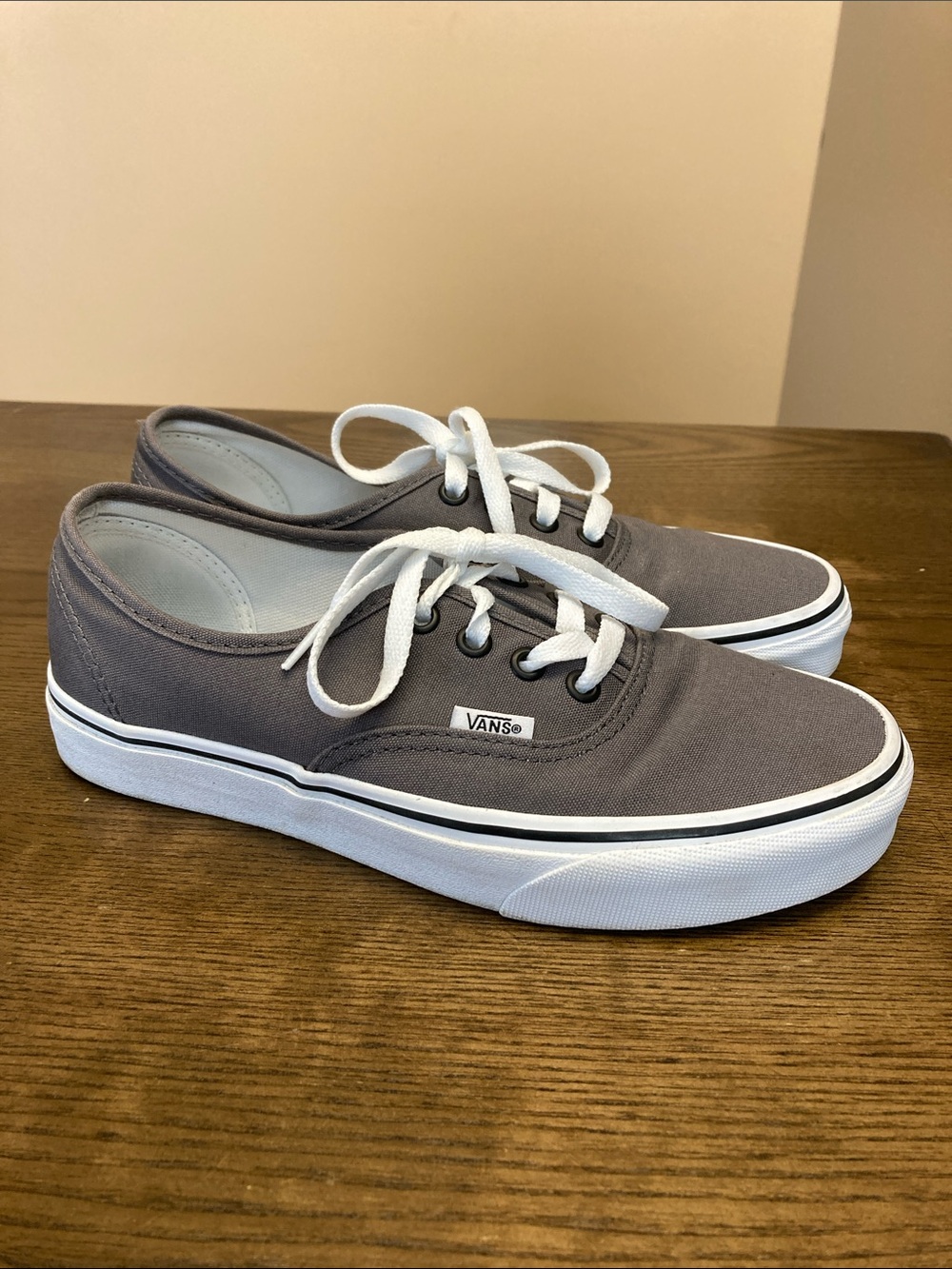 Vans Gray Canvas Low-Top Sneakers with White Soles